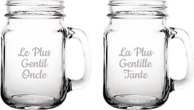 Drinkglas gegraveerd - 45cl - Le Plus Gentil Oncle & La Plus Gentille Tante