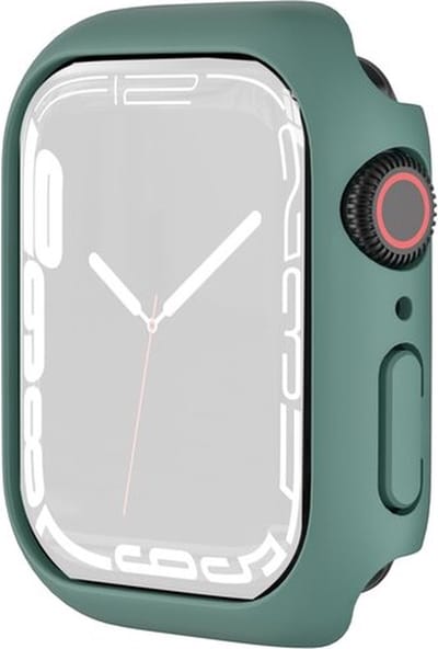 By Qubix - Apple Watch 45mm Hard case (open front) - Groen - Geschikt voor Apple Watch 45mm hoesje - screenprotector - Bescherming iWatch - Bescherm hoesje