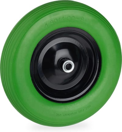 kruiwagenwiel 4.80 4.00-8 - rubberband - stalen velg - antilek - 120 kg - groen-zwart