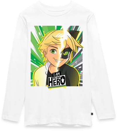 Miraculous I Am My Own Hero Adrien Cat Noir Premium T-Shirt Tiener Lang