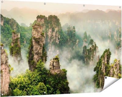Gards Tuinposter Zhangjiajie Klif Bergen in China - 150x100 cm - Tuindoek - Tuindecoratie - Wanddecoratie buiten - Tuinschilderij