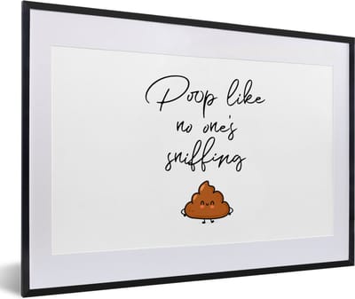 Fotolijst incl. Poster - Spreuken - Quotes - Poop like no one's sniffing - Poep - 60x40 cm - Posterlijst
