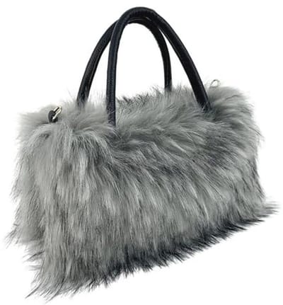 Milieuvriendelijke Pluche Handtas voor Dames - Fuzzy Schoudertas en Portemonnee