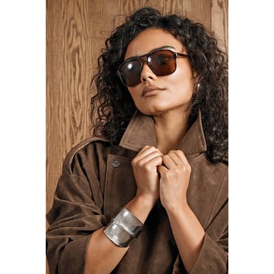 boohoo Dames Oversized Retro Piloten Zonnebril | Brown