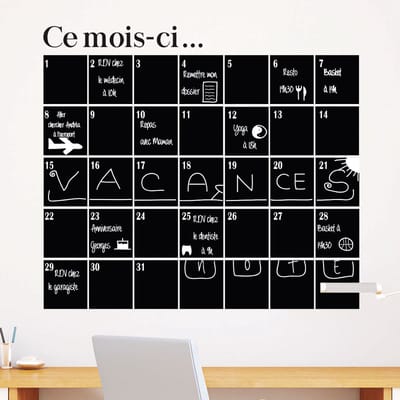 Schoolbordsticker - uitwisbare zelfklevende muurstickers - MAANDKALENDER - 105x115cm