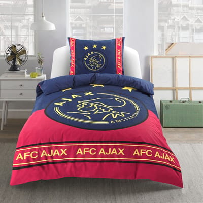 Ajax Dekbedovertrek 140x200cm - Rood blauw - 100% Katoen - Inclusief Kussensloop -