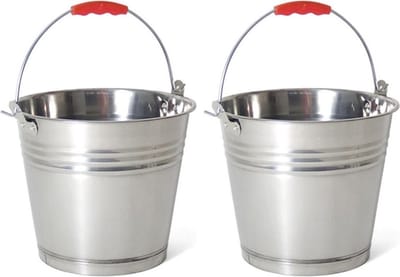 2x stuks zinken emmers/bloempotten/plantenpotten 7 liter - Tuindecoratie - Bloememmer/bloembak/plantenbak - Decoratie emmer