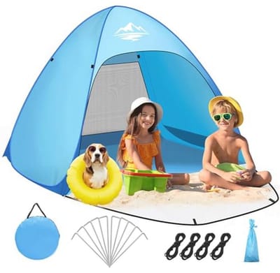Pop-Up Strandtent voor 1-4 Personen met UV Bescherming en Automatische Opstelling