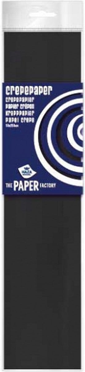 Crepe papier platte vellen - 1x - zwart - 250 x 50 cm - Knutselen met papier - Knutselspullen