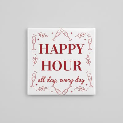 “Happy Hour All Day Every Day” Tegel – Stijlvolle 15×15 cm Keramische Cocktail & Bar Wanddecoratie Cadeau