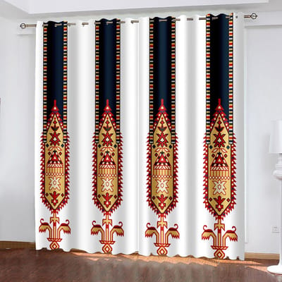 Luxe Saba Telet Design Ethiopisch Eritrees 2 Panelen Lichtdoorlatende Raambekleding Voor Woonruimte Slaapkamer Ruimte Keukenruimte Raamgordijn Decoratie 100W130H(CM)40x51in&Grommet Top