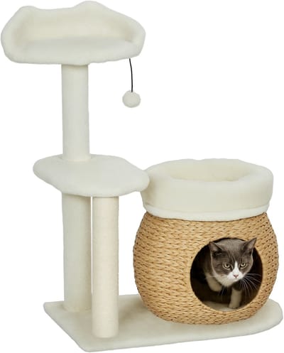 PawHut krabpaal - voor katten tot 5 kg - 60x40x79 cm - crèmewit