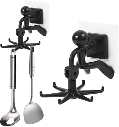 Dailygoods- Keukengereihouder 360° draaibaar - Ruimtebesparend - Ophanghaken - Handdoekhaak - Geschikt voor gladde oppervlakken - Eenvoudige installatie - Haakjes