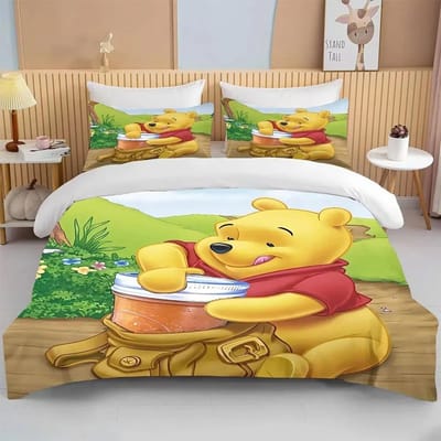 Winnie de Poeh Beer Beddengoed Sets Dekbed Quilt Bedsprei Dekbedovertrek Kussensloop 2-3 Stuks Sets Kinderen Volwassen Maat EU King 240x220cm