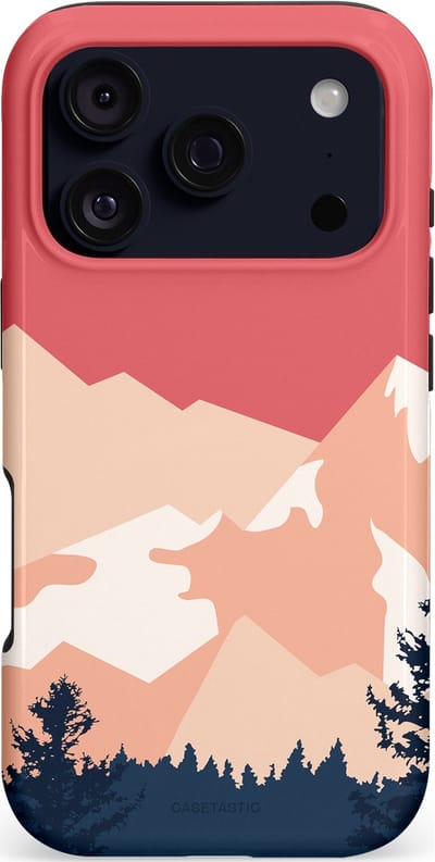 Casetastic hoesje geschikt voor Apple iPhone 17 Pro - MagSafe - Dubbellaagse bescherming - Bergen bij stille toppen - Fashion Case - Koraal Donkergrijs Zand Perzik
