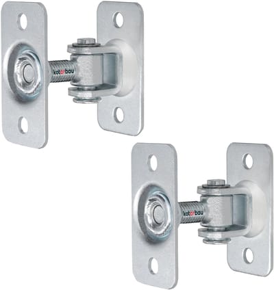 KOTARBAU® 2 Stuks Poortscharnier, Verzinkt Staal, M12, 50-70 mm, Zilver, Verstelbare Poortscharnieren, met 2 Montageplaten, Scharnieren voor Poorten, voor Zware Tuinpoorten