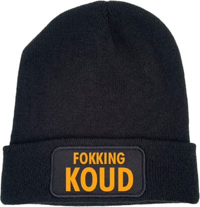 Wintermuts zwart | fluor oranje - Fokking koud- soBAD. | Wintersport| Après ski outfit Warme Muts voor Volwassenen | Heren en Dames Beanie