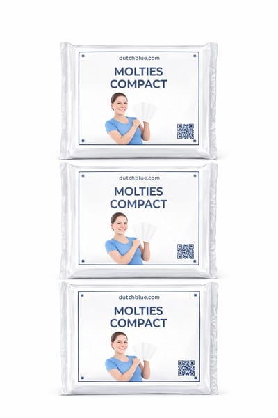 Dutchblue® | 3 x 50 molton COMPACT droge wegwerpwashandjes | 22 x 14,5 cm | 150 stuks | Droog | weggooi