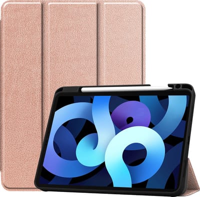 Hoesje - Geschikt voor Apple iPad Air 5 (2022) - 10.9 inch - 5e Generatie - M1 - Dun & Stevig - Trifold Bookcase - Hard Cover Case - Met Uitsparing Geschikt voor Apple Pencil - Hardcover Book - Tablet Hoes - Rosé goud