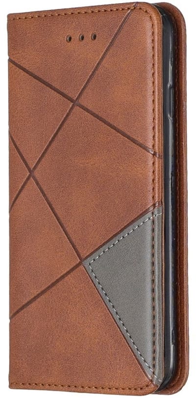 Coverup Hoesje - Geschikt voor iPhone SE (2022/2020), iPhone 8 / 7 Hoesje - Coverup Geometric Book Case - Donkerbruin