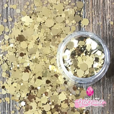 GetGlitterBaby® - Biologische / Biologisch afbreekbare Gouden Chunky Festival Glitters voor Lichaam en Gezicht / Biodegradable Face Body Jewels / Gel Glittergel - Goud