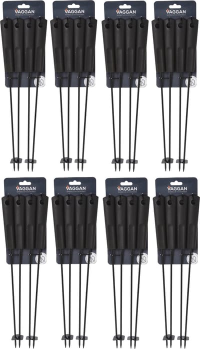 Vaggan BBQ spiezen - 32x stuks - RVS - 40 cm - vleespennen voor vlees - barbecue accessoires