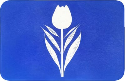 Badmat 60x40 cm - Antislip - Tulp - Minimalistisch - Bladeren - Wit - Badmatten voor badkamer - Badkamermat - Douchemat - Badkamer mat