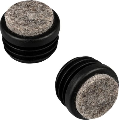 Set van 16 Ronde Buisdoppen met Vilt - Universele Meubelglijders voor Stoelpoten en Buizen (Ø Buitenzijde 25 mm)