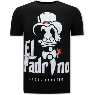 EL Padrino Print Heren T-shirt - Zwart