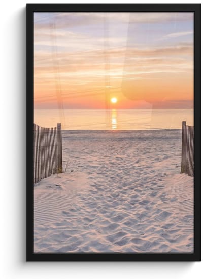 Poster in lijst - Fotolijst 40x60 cm - Posters - Zonsondergang - Strand - Zand - Posterlijst zwart - Decoratie - Wanddecoratie woonkamer - Muurdecoratie slaapkamer
