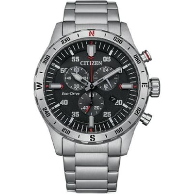 CITIZEN Eco Drive Serie 100 Meter Waterdicht Solar Kwarts Stalen Band 43,5 mm Herenhorloge Zwarte Wijzerplaat AT2520-89E zwart