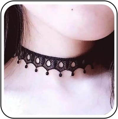 Gothic zwarte kant choker ketting met parels en bloemen, perfect voor Halloween en bruiloften, elegante tattoo-stijl met rhinestones