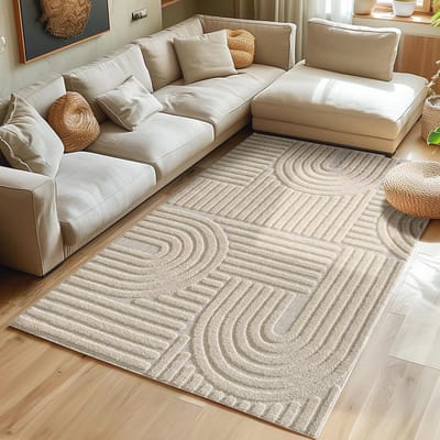 Hoogpolig Vloerkleed 60x110 cm - Boho en Scandinavisch Design met 3D-effect in Beige