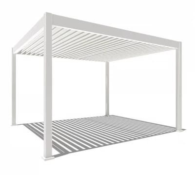 Orion Deluxe elektrische overkapping met LED - 360 x 400 cm - antraciet - Elektrisch lamellen dak en Luxe uitstraling - Volledig Aluminium terrasoverkapping met LED verlichting - Perfect te gebruiken als Tuinprieel / Carport / Veranda / Pergola