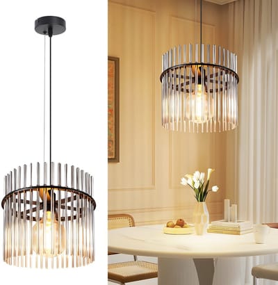 NETTLIFE Hanglamp - Glas - E27 Fitting - 1-lichts - rookgrijs - Vintage Eetkamerlamp B 30cm - in hoogte verstelbaar - voor Eetkamer | Slaapkamer | Café | Keuken-excl. lichtbron