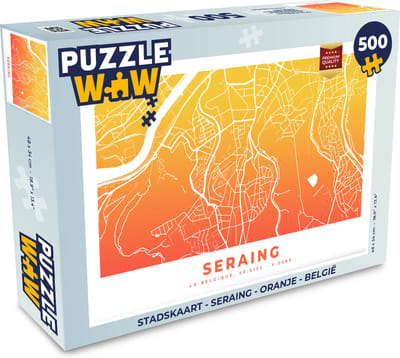 Puzzel Stadskaart - Seraing - Oranje - België - Legpuzzel - Puzzel 500 stukjes - Plattegrond