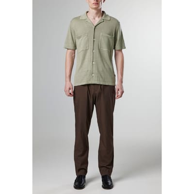NN.07 Henry Ss Knit 6565 Pale Green Maat: S | Casual Overhemden Outlet | Heren | Groen