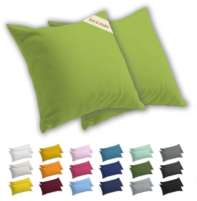 Lavea® Kussenslopen 65x65 cm Set van 2 – Kussenhoezen van 100% Zachte en Ademende Jersey Katoen met YKK Ritssluiting – Appelgroen