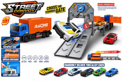 2-in-1 Speelgoed Vrachtwagen met Racebaan – Eindeloos Raceplezier in één Speelset!