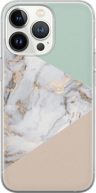 Leuke Telefoonhoesjes - Hoesje geschikt voor iPhone 13 Pro - Marmer pastel mix - Soft case - TPU - Marmer - Multi