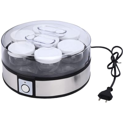 Yaourtière Électrique 20W Acier Inoxydable Multifonctionnelle Portable Machine à Yaourt Maison pour Confitures Puddings