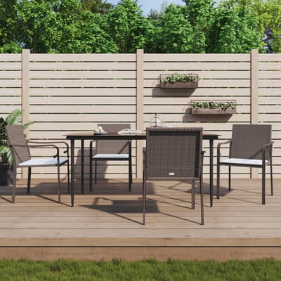 vidaXL - Tuinstoelen - 4 - st - met - kussens - 56x59x84 - cm - poly - rattan - bruin