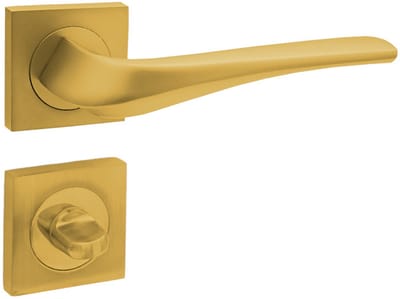 DOMINO ADEL-QR - Deurkruk WC vierkant - Mat goud - Badkamerslot privacy - Aluminium beslag set - Binnendeur klink
