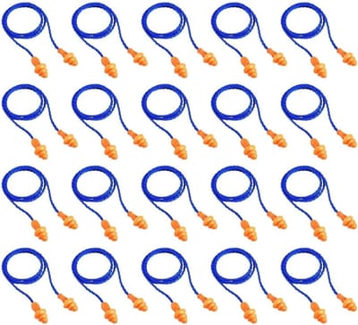 Oordopjes met snoer - Siliconen dopjes - Geluid dempen - Kerstboom ontwerp - 20 paar - Blauw oranje