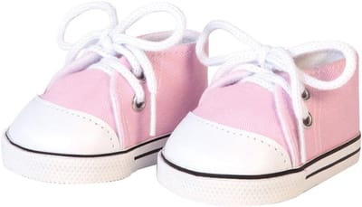 Babyschoentjes voor Pop - Zachtroze Sneakers met Witte Veters