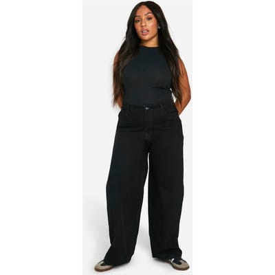 Dames Boohoo Basics Plus Straight Leg Jeans | True Black | Maat: 44