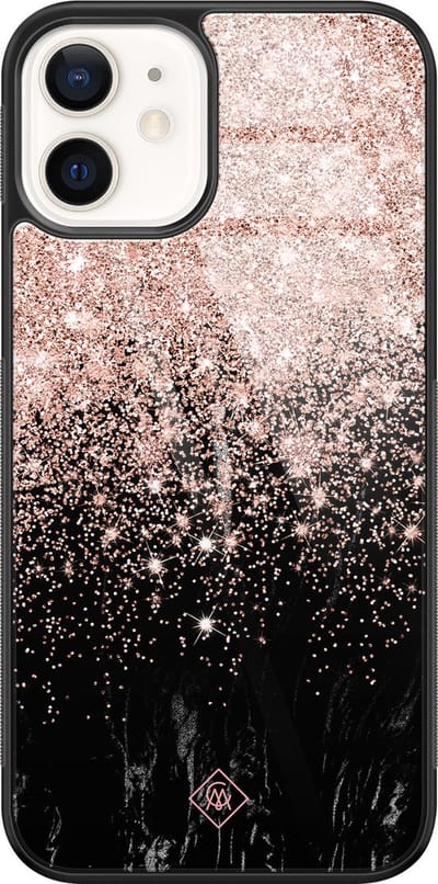 Casimoda® hoesje - Geschikt voor iPhone 12 - Marmer Twist - Luxe Hard Case Zwart - Backcover telefoonhoesje - Zwart