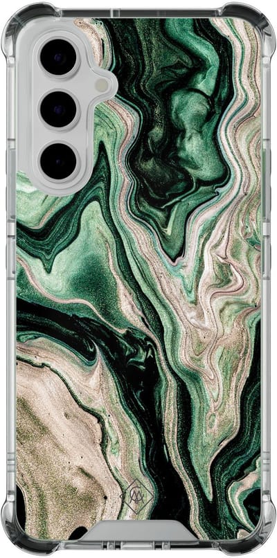Casimoda® hoesje - Geschikt voor Samsung Galaxy A54 - Groen marmer / Marble - Shockproof case - Extra sterk - TPU/polycarbonaat - Groen, Transparant