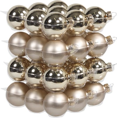 Othmar Decorations Kleine kerstballen - 36x st - champagne - D4 cm - glas - kerstversiering
