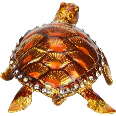 Schildpad Beeldje Gegalvaniseerde Schildpad Sieraden Snuisterijen Opbergdoos Ornament met Strass brown